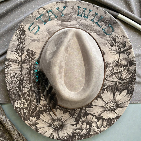 Stay Wild Stone Grey Wide Brim Fedora Hat