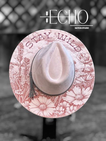 Stay Wild Pink Wild Brim Fedora Hat