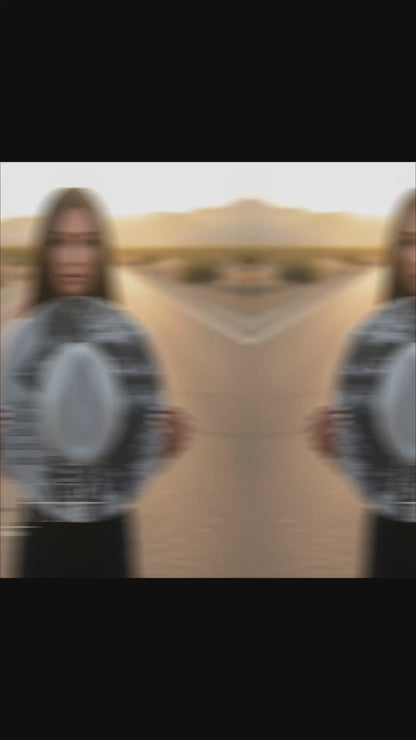 Wolf Energy  Engraved Vegan Suede Wide Brim Fedora